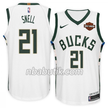 NBA Mænd Trøje Milwaukee Bucks Tony Snell 21 Nike 2017-18 Hvid Swingman